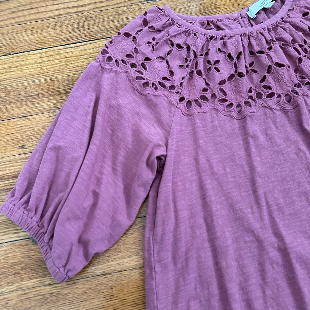 LOFT Pink Top w/Cut-Out Detailing